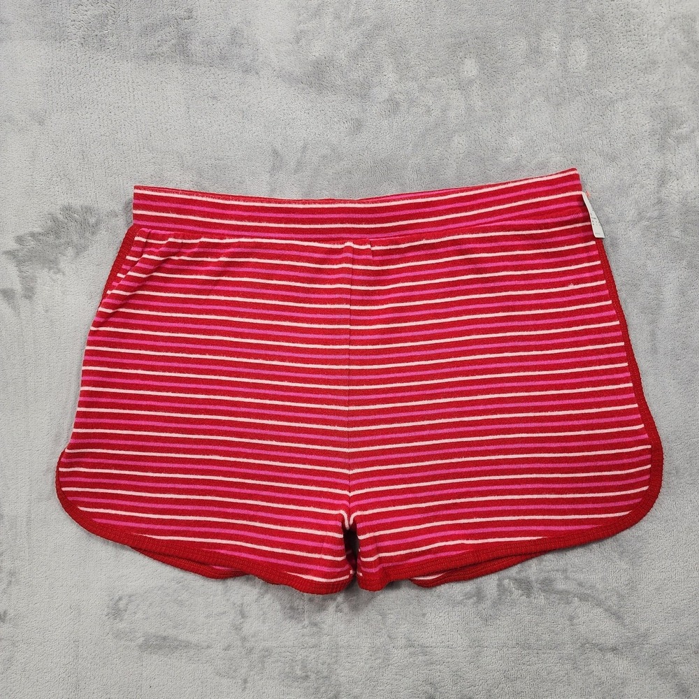 NEW Colsie Shorts Womens L Red Pink Striped Soft Knit Sleep Pajama Lounge Casual